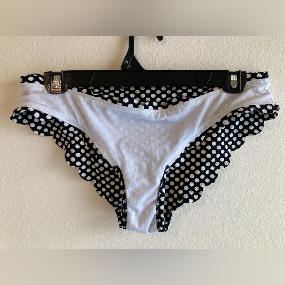Jessica Simpson Black White Polka Dot Bikini Set Size S Scalloped Swim - Picture 13 of 13